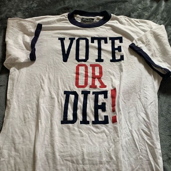 Vintage SEAN JEAN VOTE OR DIE RINGER T SHIRT SZ xl SUPREME KITH PALACE ELECTION - Picture 3 of 6